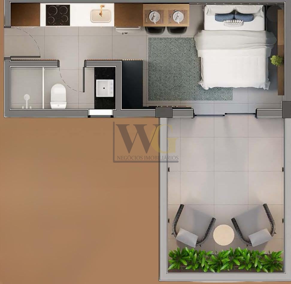 Garden no SANTI Mercês  Studio com Entrega Imediata, Curitiba.